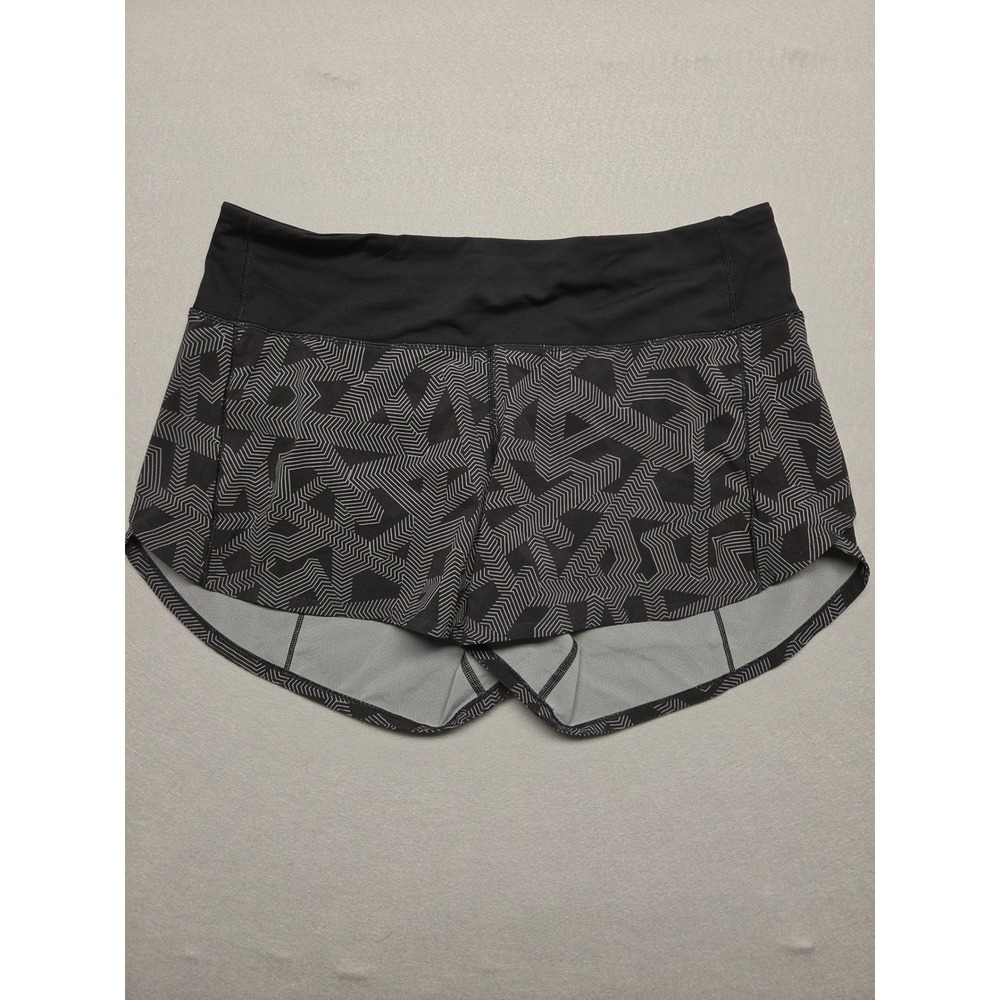Lululemon Speed Up Shorts Size 8 Black White Geometric Maze Print Running Shorts